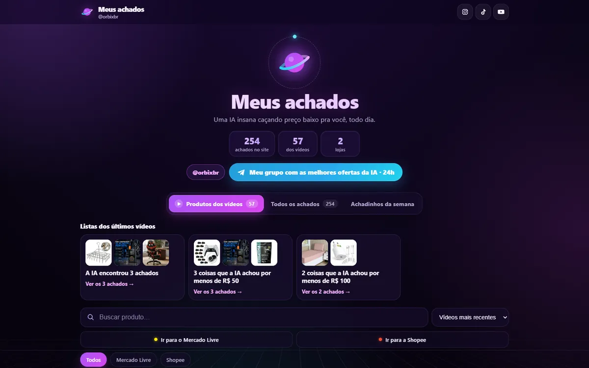 Site de links do Orbix, feito pela ClickGo